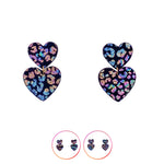 Charger l’image dans la galerie Boucles d’oreilles Double Cœur en cuir texturé 2 coloris