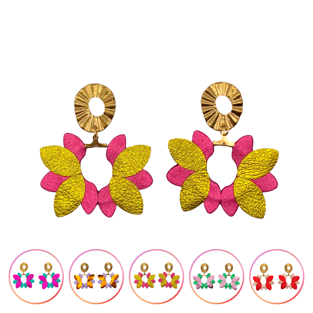 Boucles d’oreilles Big Flower en cuir 5 coloris