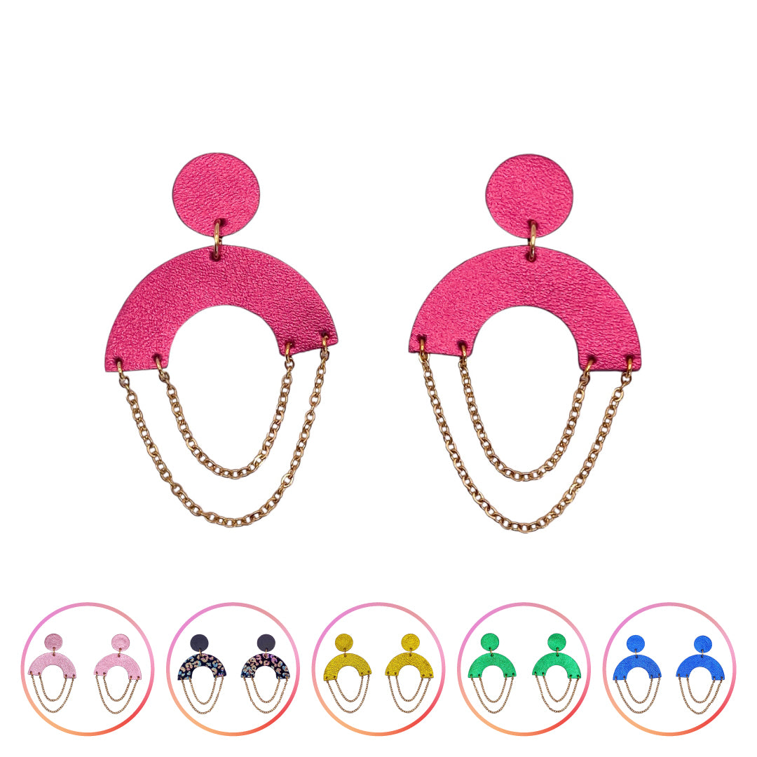 Boucle d’oreille Demi-lune en cuir 9 coloris