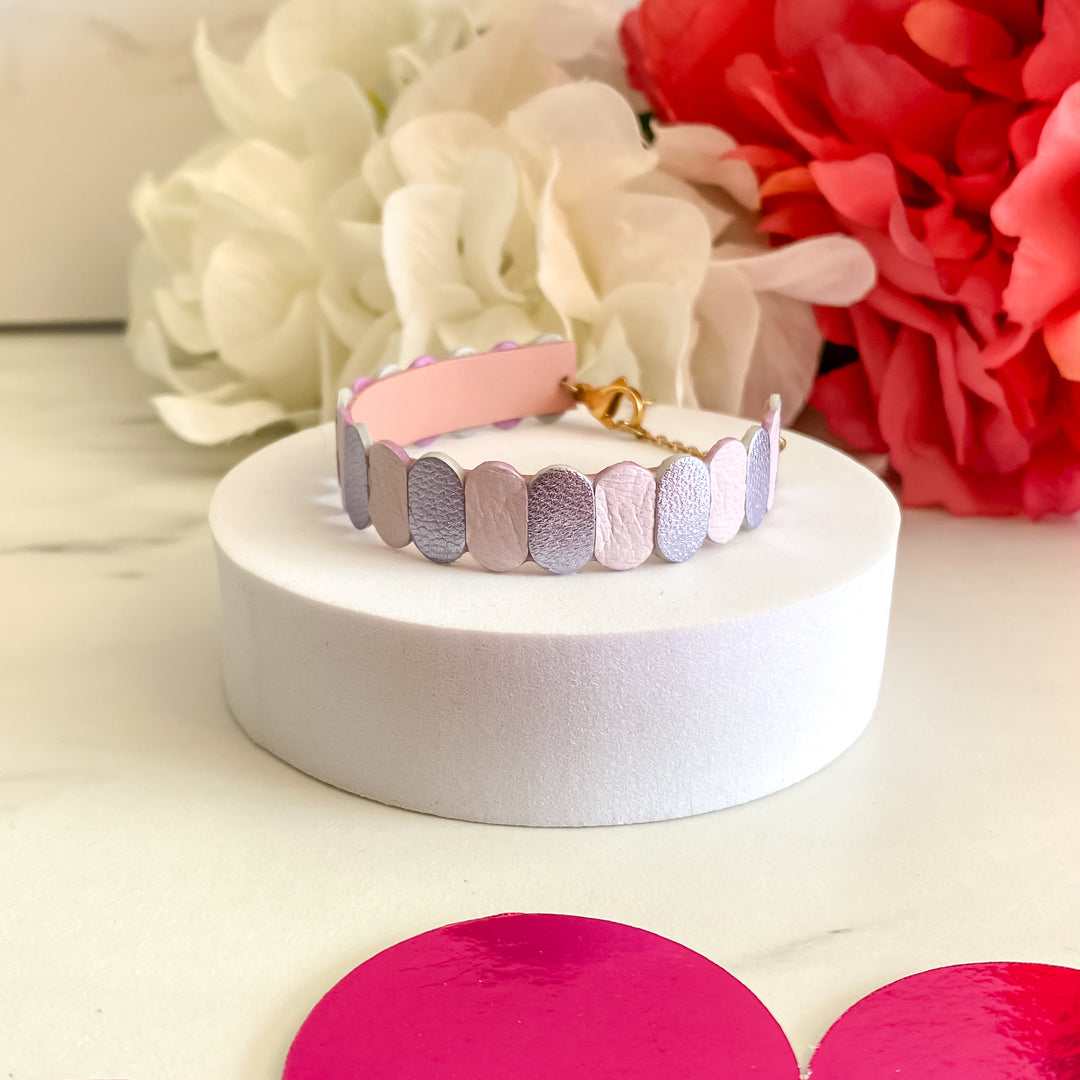 Bracelet en cuir marqueterie 4 coloris noir