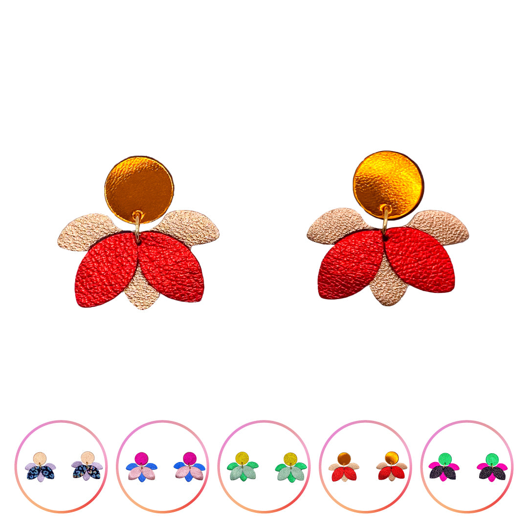 Boucles d'oreilles flower en cuir 6 coloris