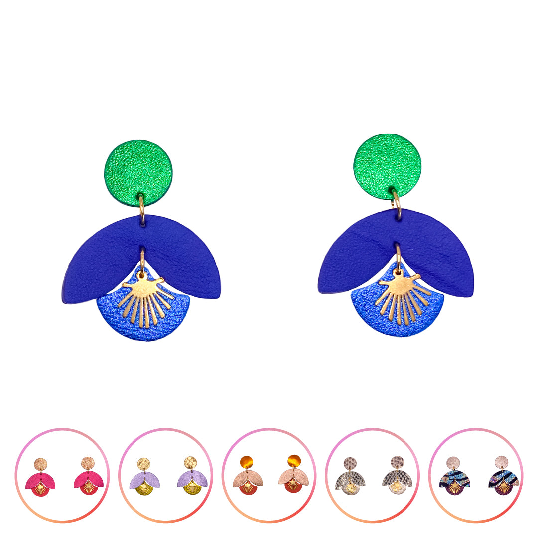 Boucles d'oreilles doré Pampilles en cuir