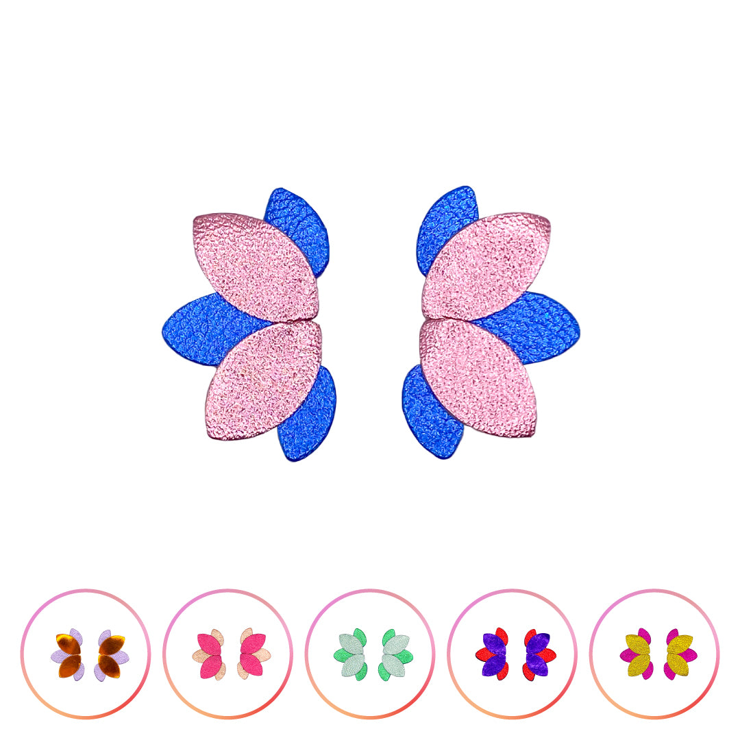 Boucles d'oreilles puces flower en cuir
