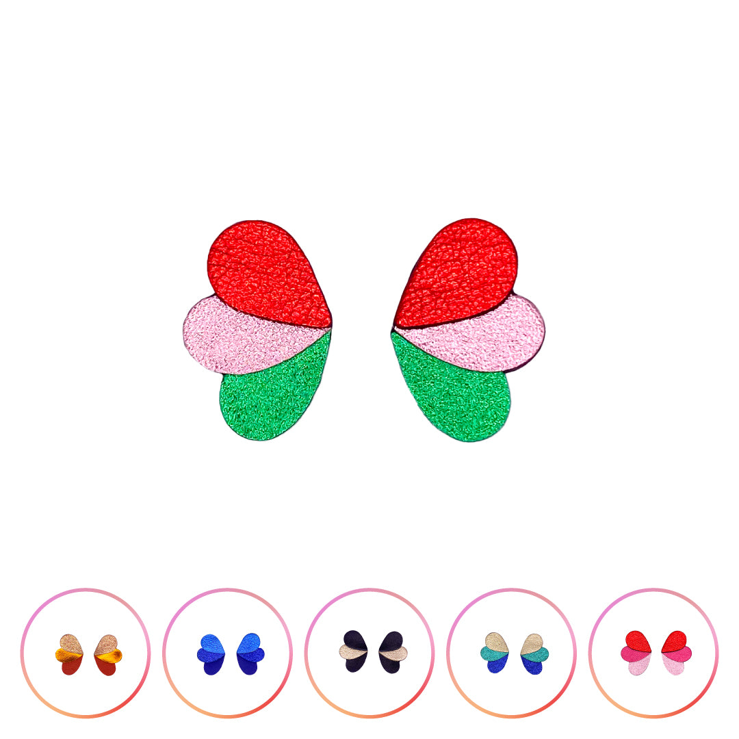 Boucles d'oreilles puces Papillons en cuir 12 coloris