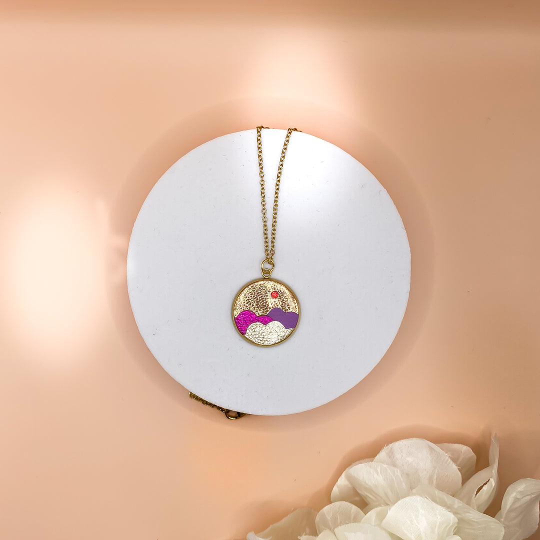Collier en cuir Paysage ambre
