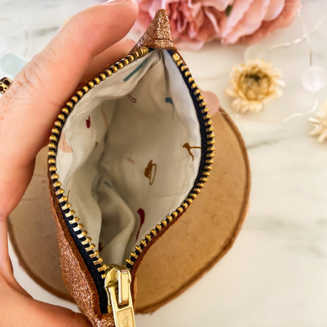 Pochette en cuir orange