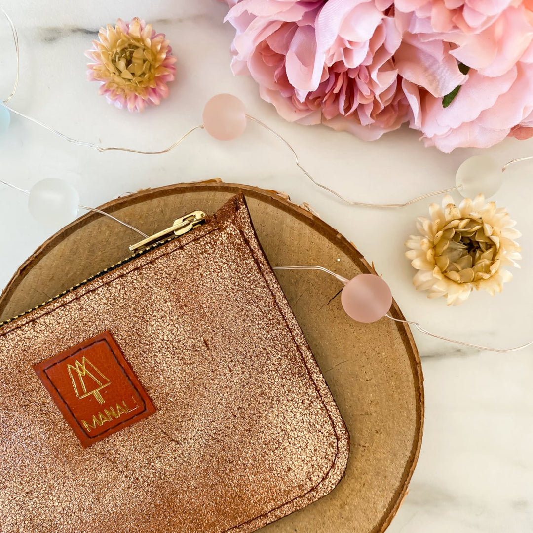 Pochette en cuir orange