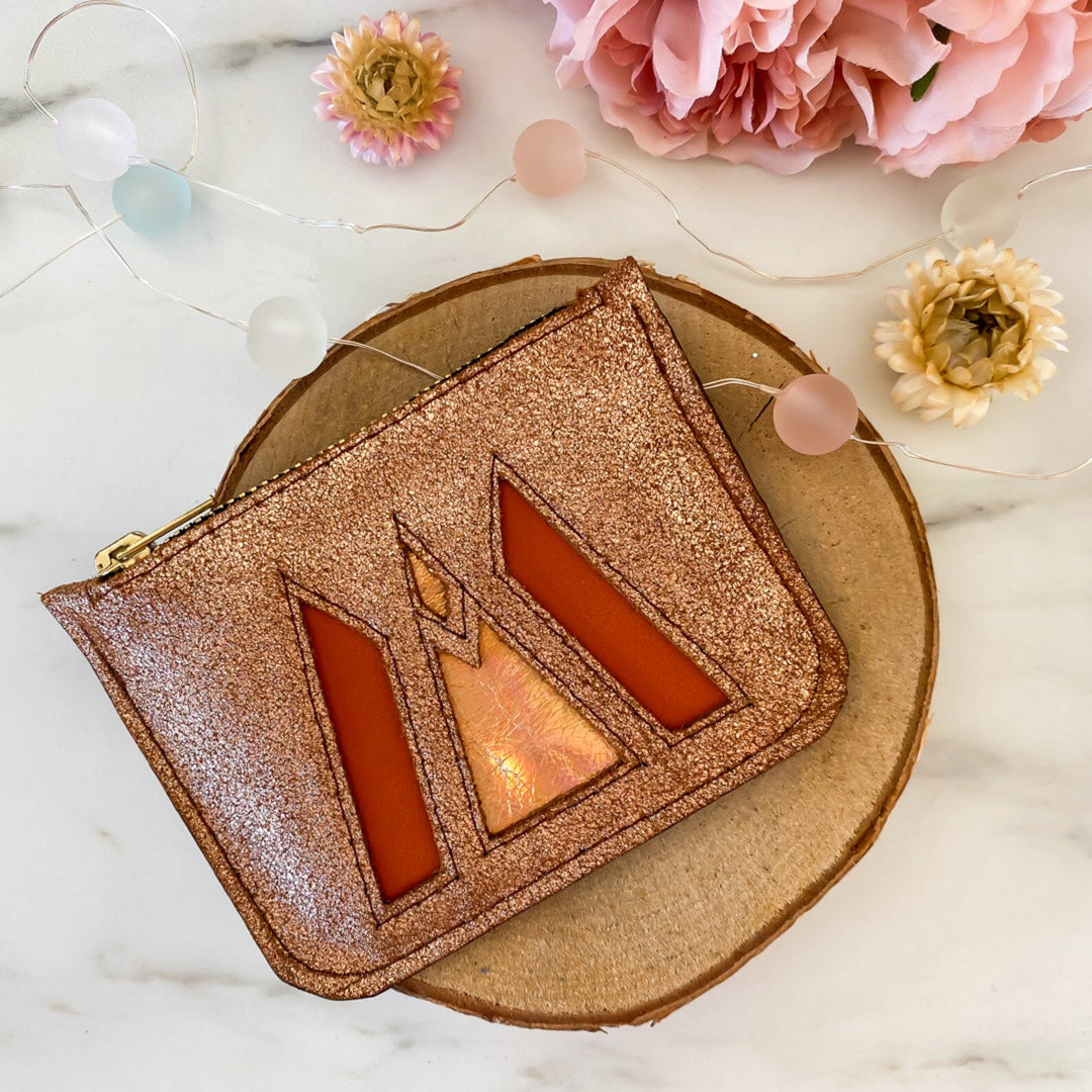 Pochette en cuir orange