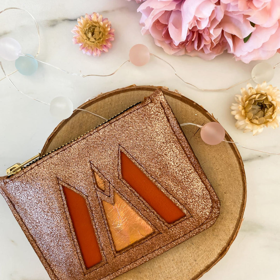 Pochette en cuir orange