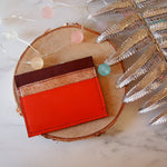 Charger l’image dans la galerie Porte-cartes en cuir marron & orange