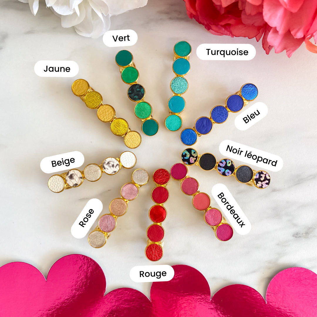Barrette cheveux en cuir Small doré