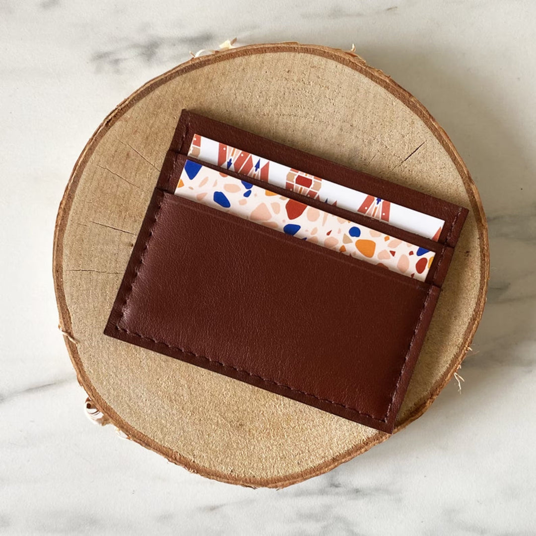 Porte-cartes en cuir Marron