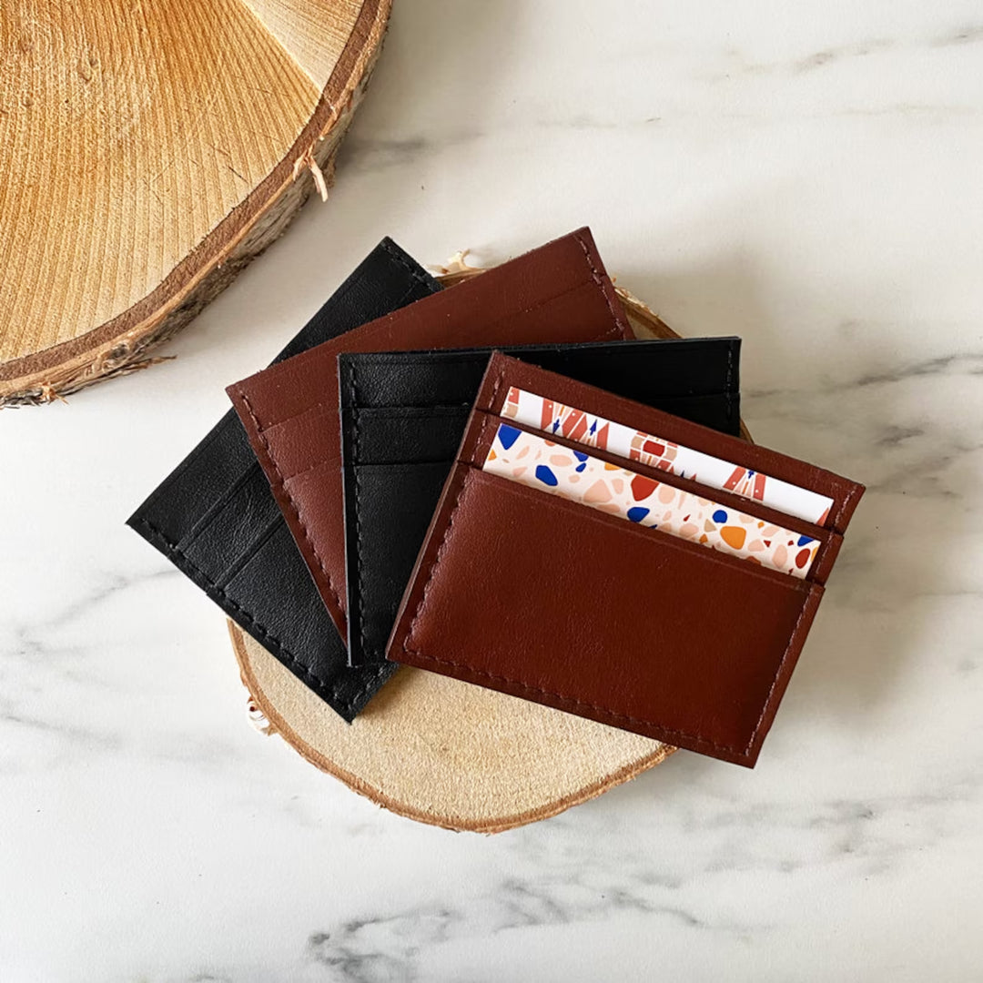 Porte-cartes en cuir Noir