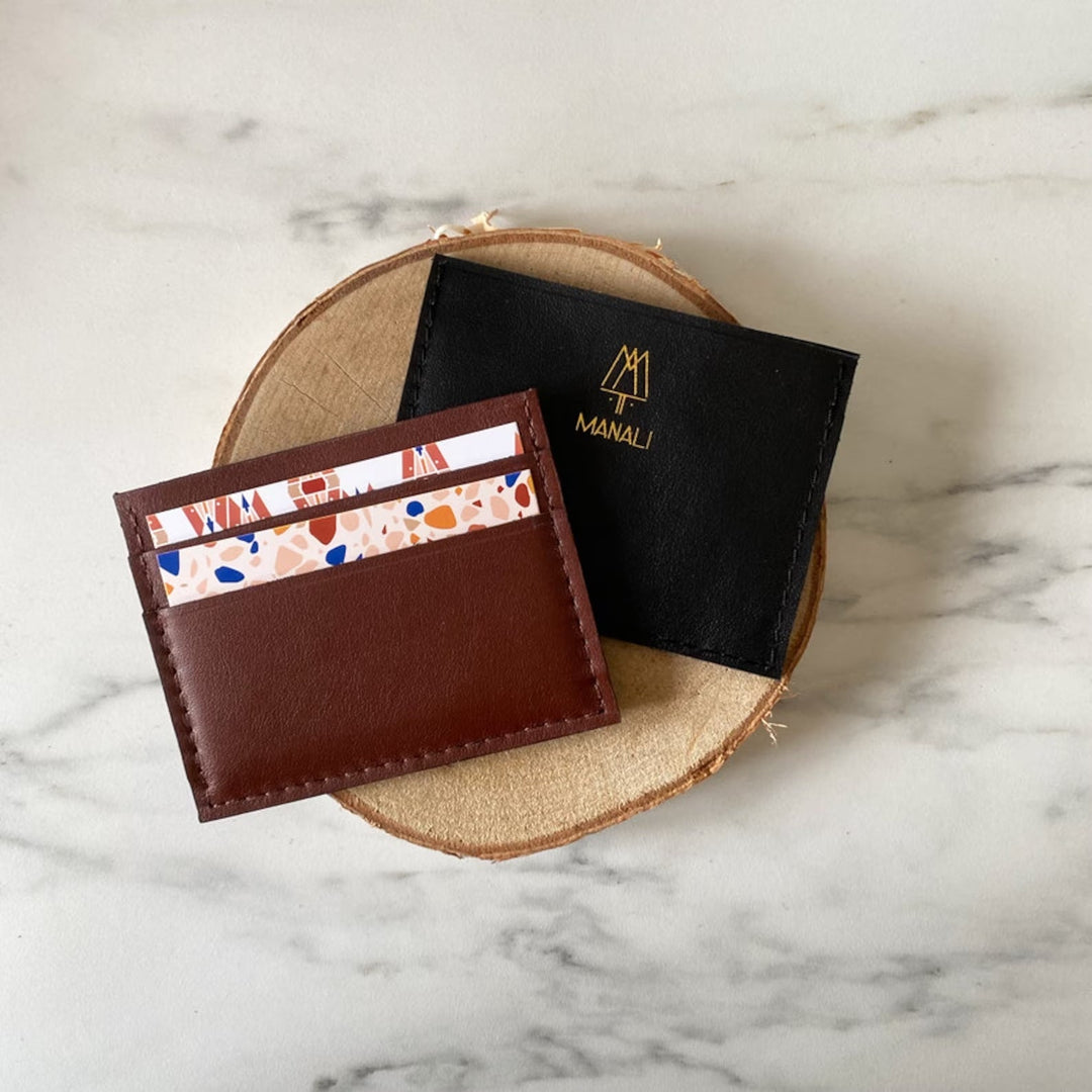 Porte-cartes en cuir Marron