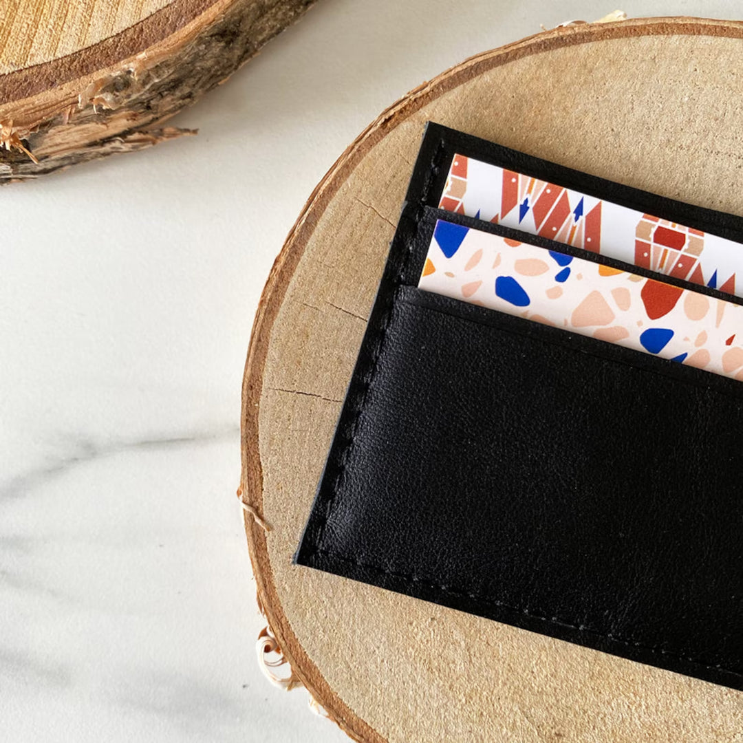 Porte-cartes en cuir Noir