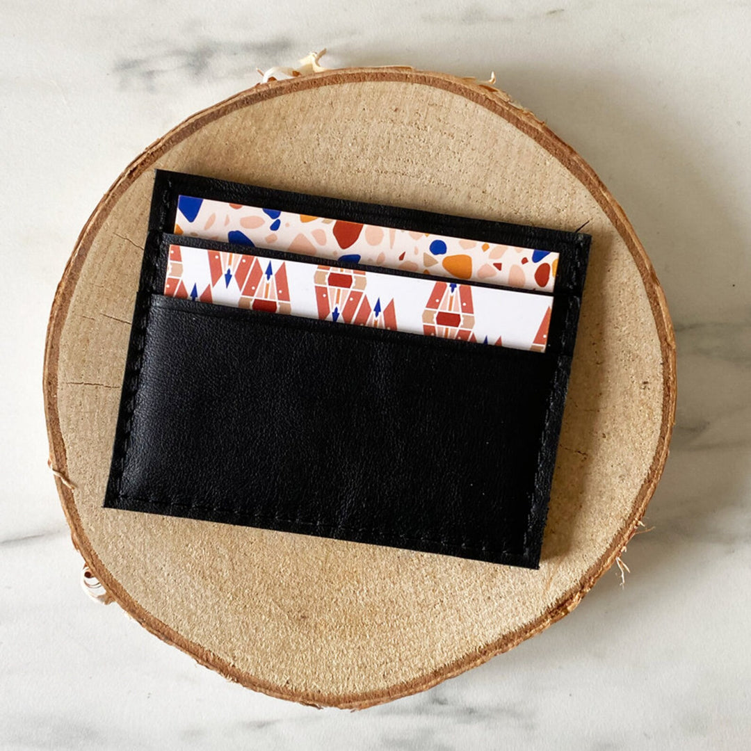 Porte-cartes en cuir Noir