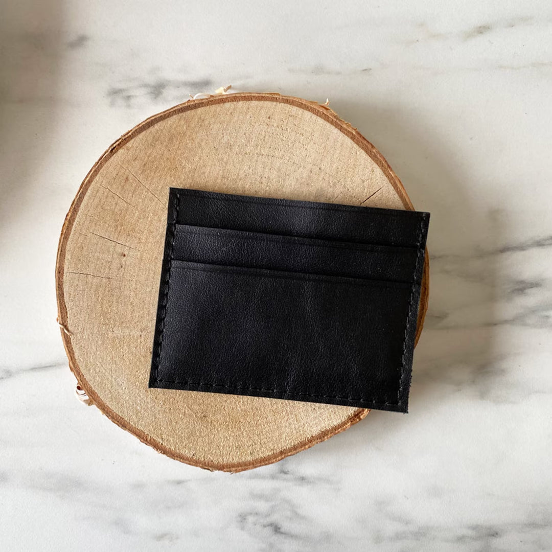 Porte-cartes en cuir Noir