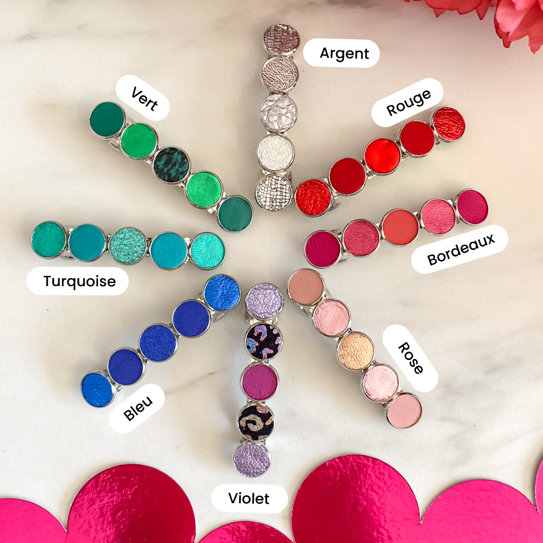 Barrette cheveux en cuir Small argent