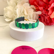 Bracelet en cuir marqueterie 3 coloris vert