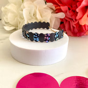Bracelet en cuir marqueterie 4 coloris noir