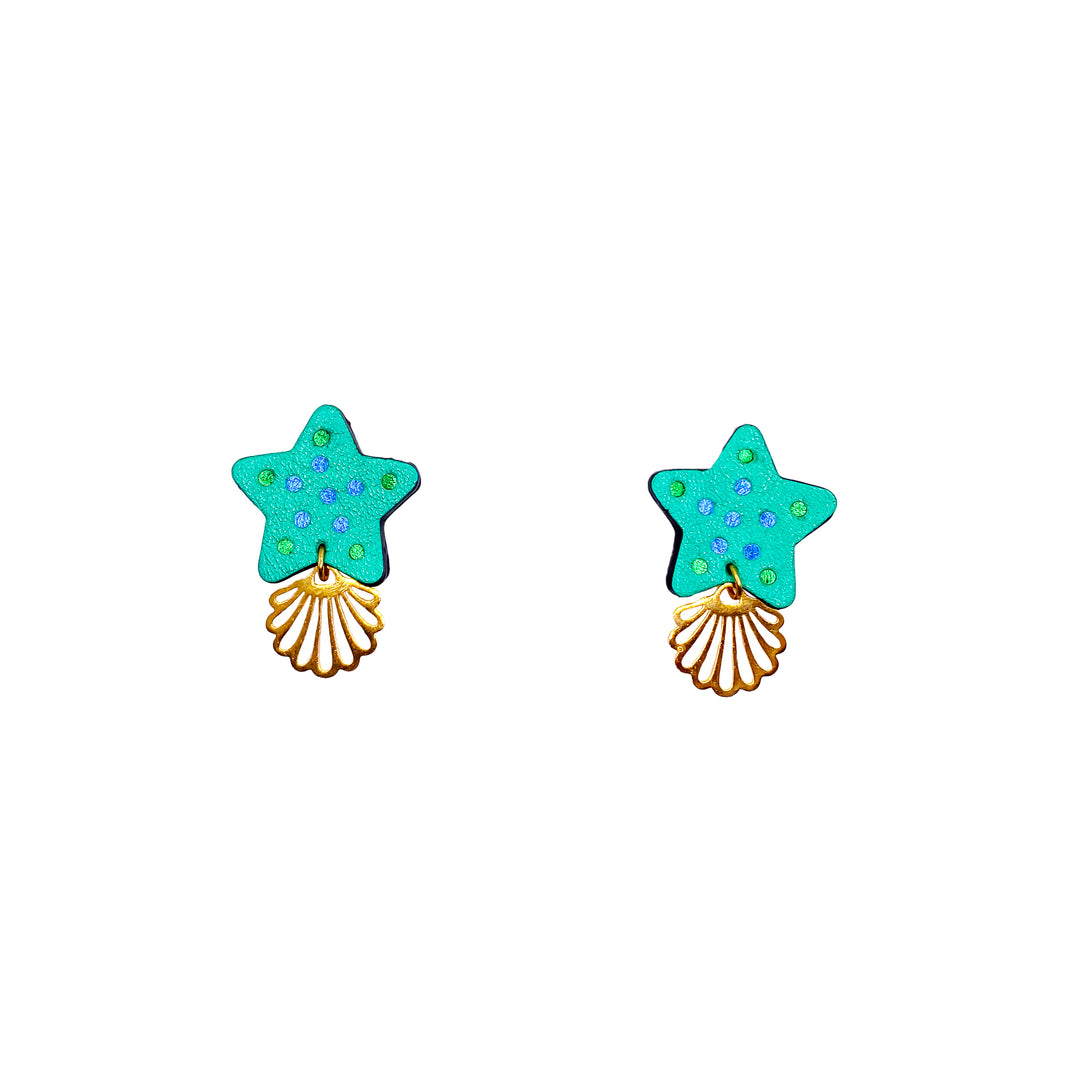 Boucles d'oreilles étoile de mer en cuir 4 coloris
