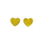 Charger l’image dans la galerie Boucles d’oreilles en cuir fait main en forme de coeur, jaune, artisanat français.
