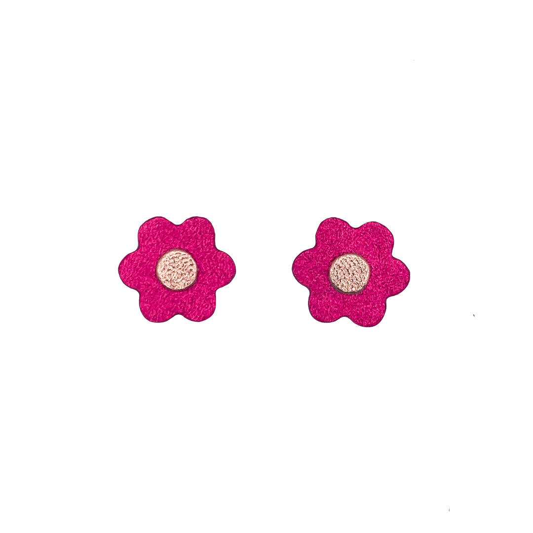 Boucles d'oreilles mini puces fleurs en cuir 11 coloris
