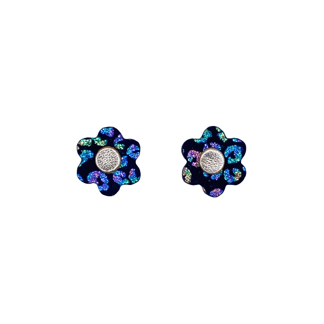 Boucles d'oreilles mini puces fleurs en cuir 11 coloris