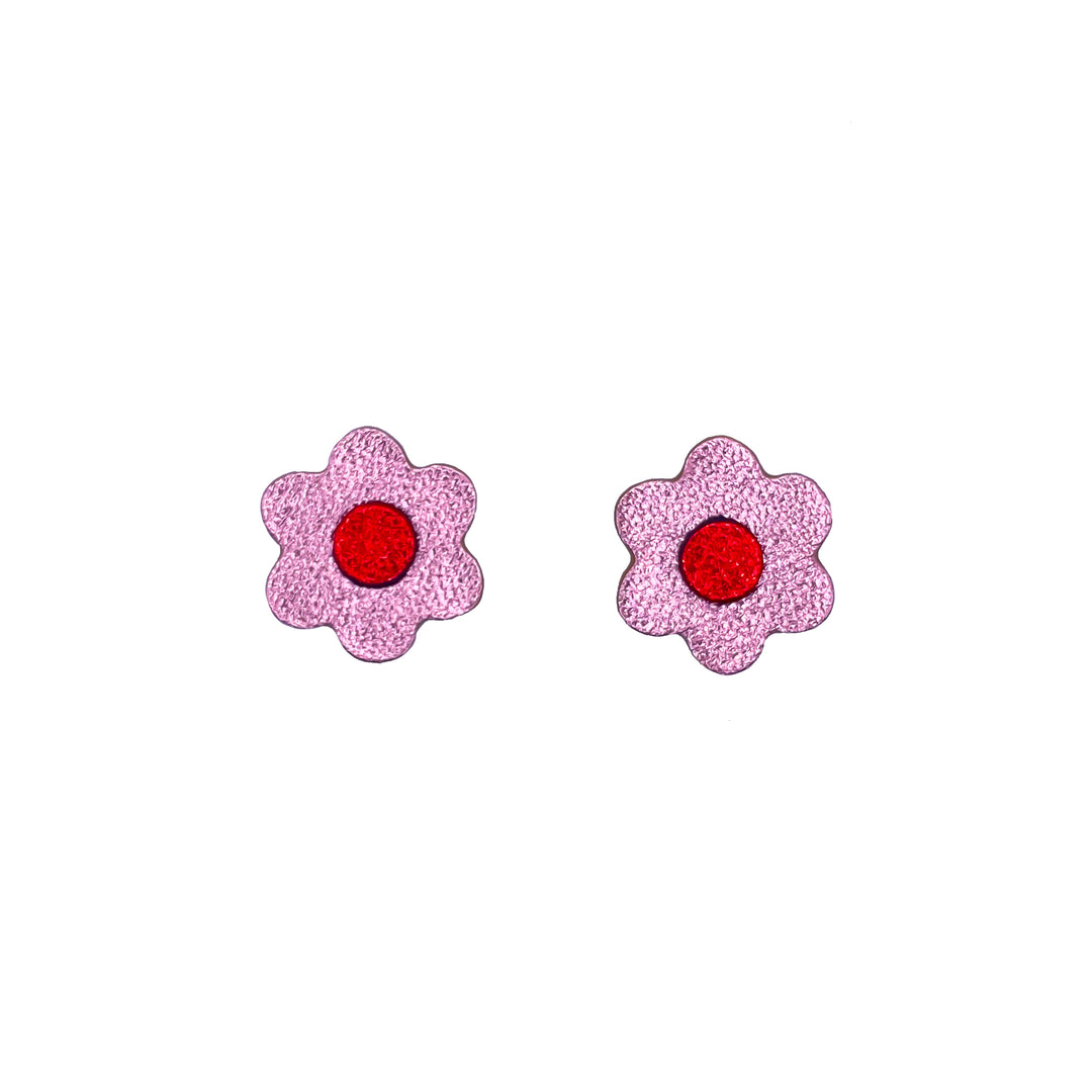 Boucles d'oreilles mini puces fleurs en cuir 11 coloris