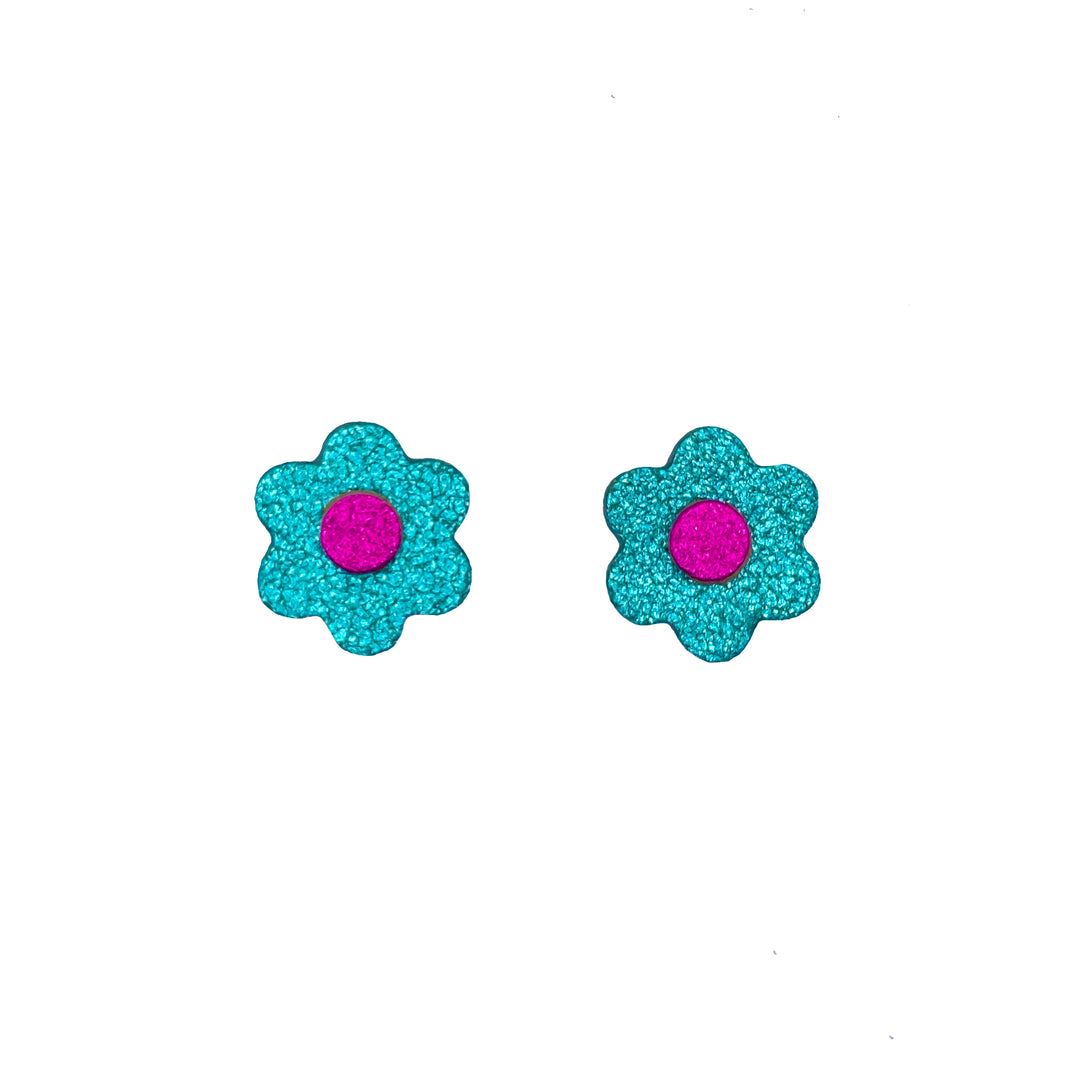 Boucles d'oreilles mini puces fleurs en cuir 11 coloris