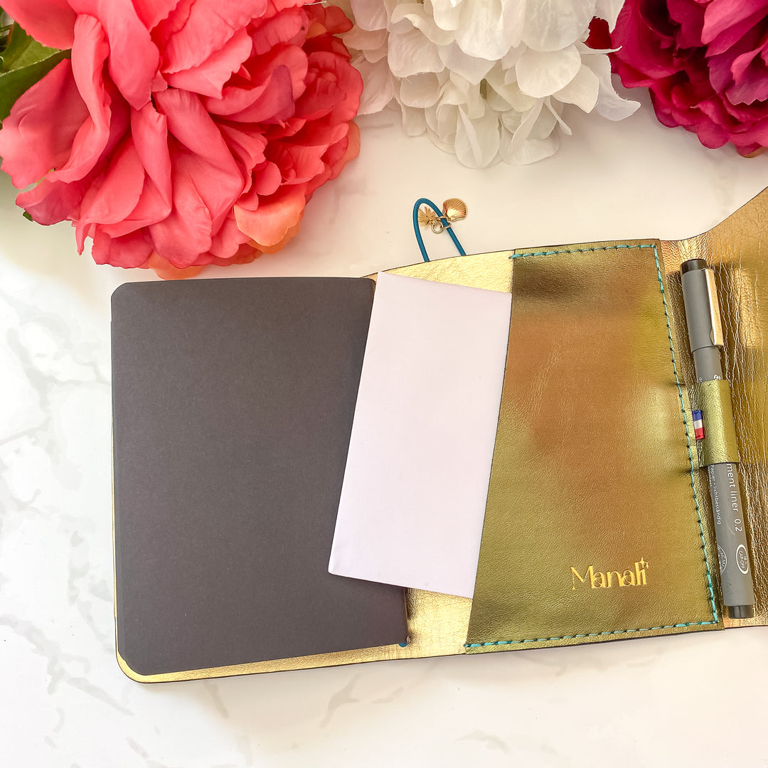 Carnet en cuir rechargeable • Kaki