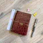 Charger l’image dans la galerie Carnet en cuir rechargeable • croco marron