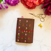 Carnet en cuir rechargeable • marron fleuri