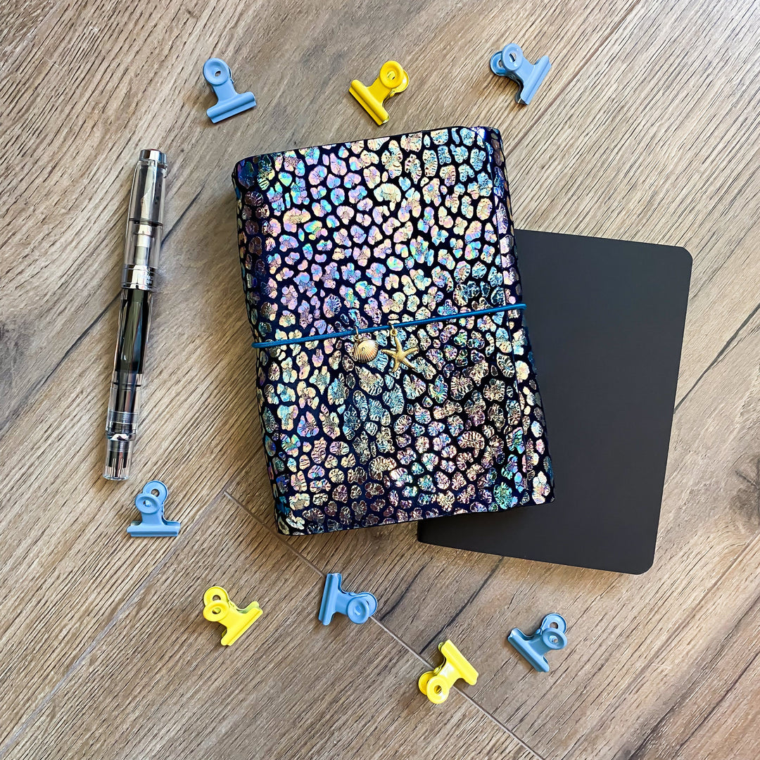 Carnet en cuir rechargeable • noir léopard