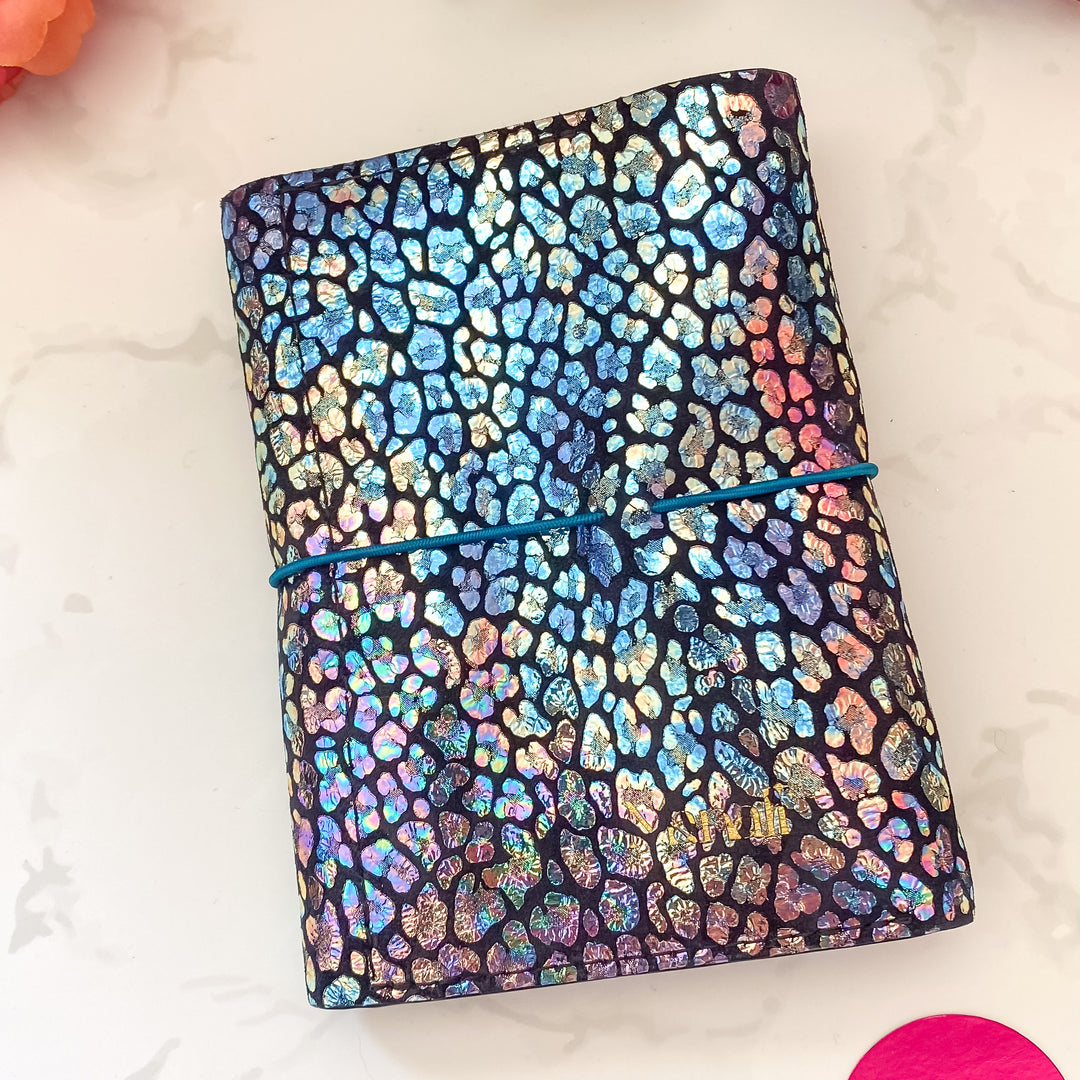 Carnet en cuir rechargeable • noir léopard
