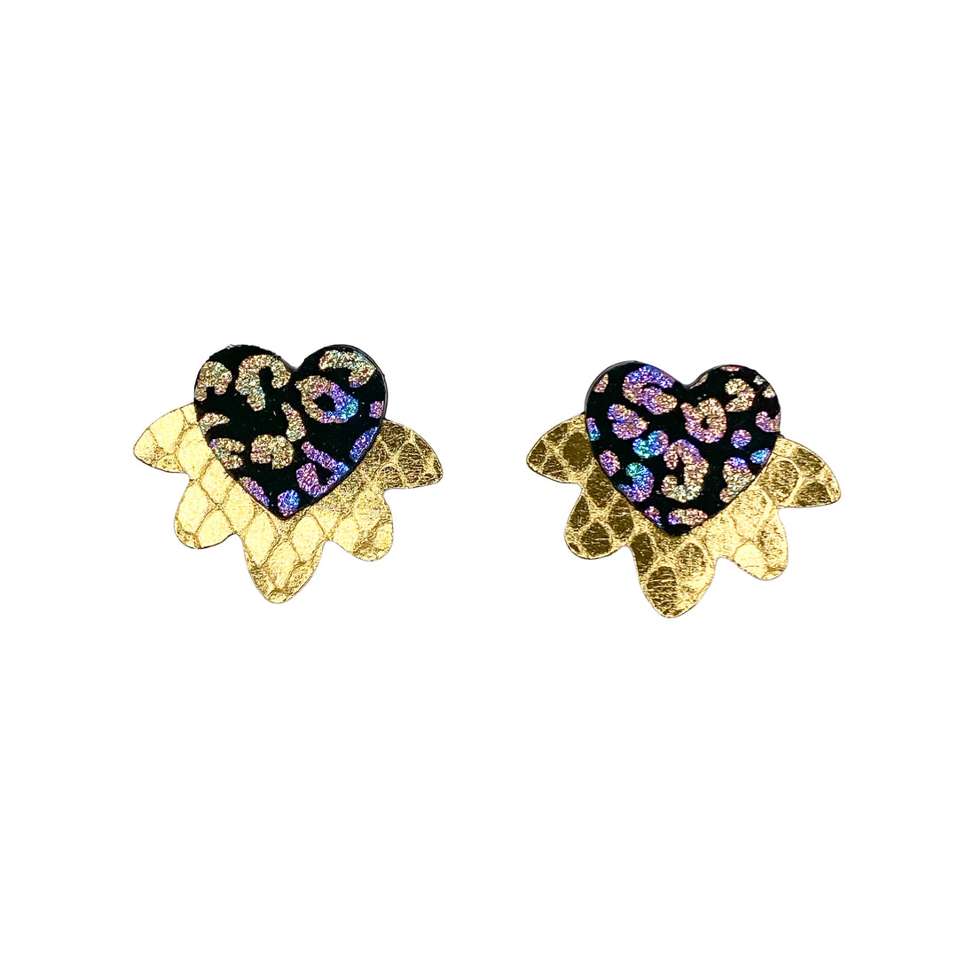 Boucles d'oreilles coeur sacré en cuir 6 coloris