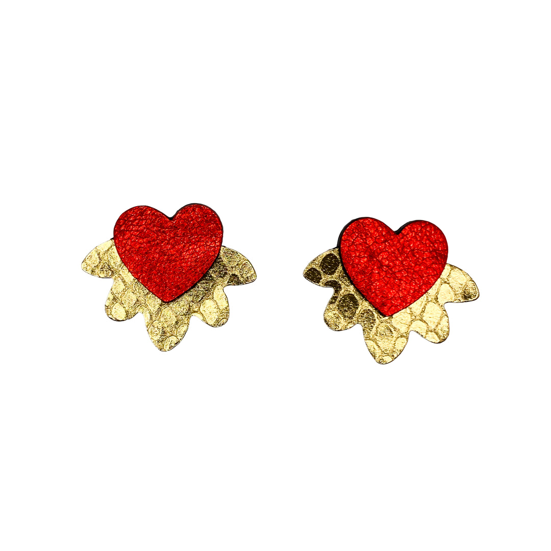 Boucles d'oreilles coeur sacré en cuir 6 coloris