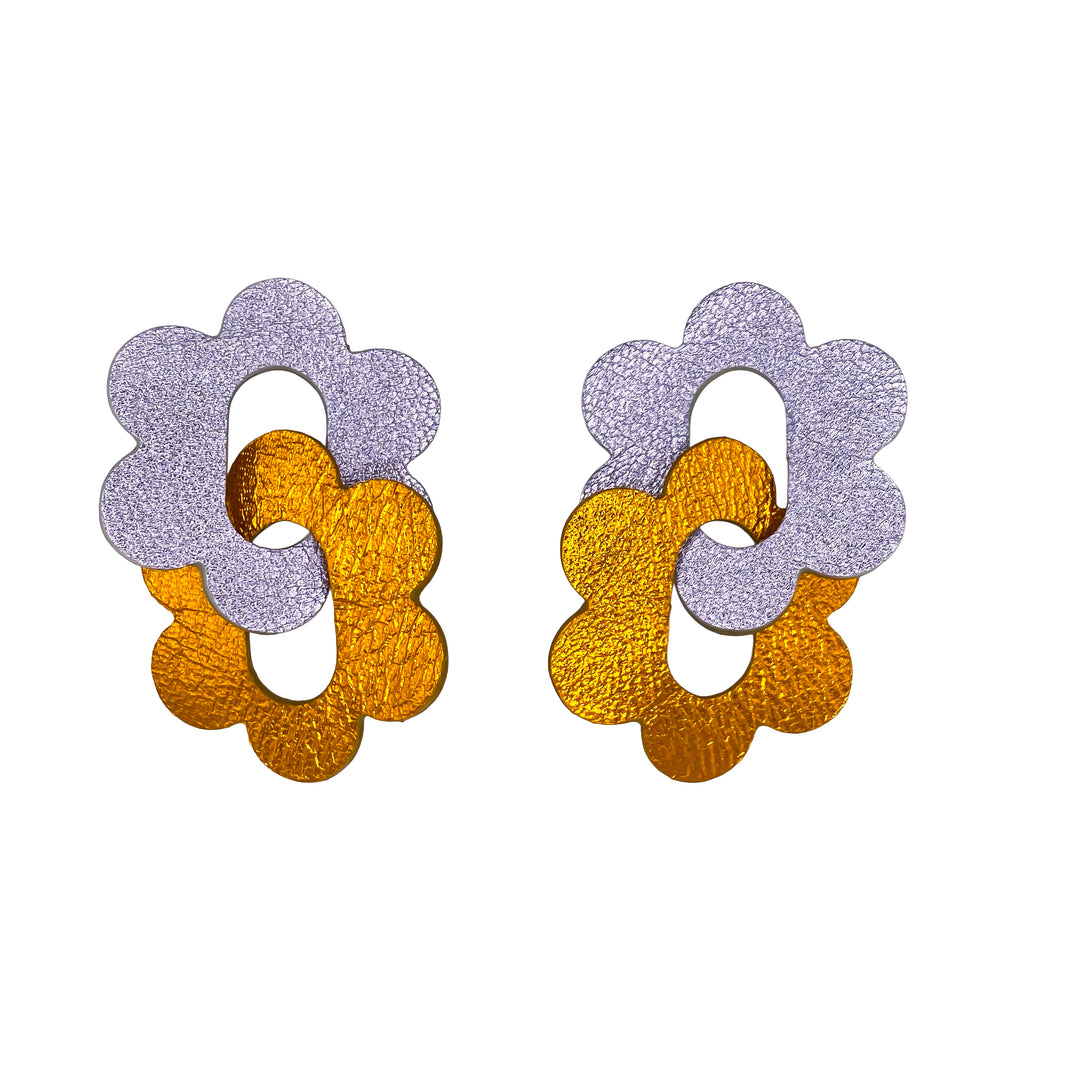 Boucles d’oreilles 2 Marguerites en cuir 5 coloris