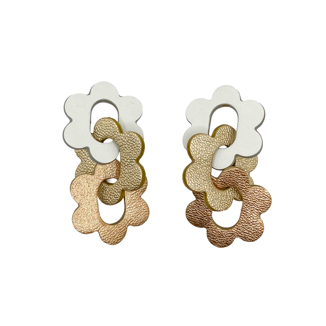 Boucles d’oreilles 3 Marguerites en cuir 6 coloris