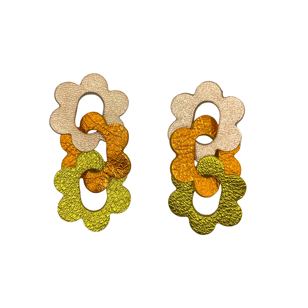 Boucles d’oreilles 3 Marguerites en cuir 6 coloris