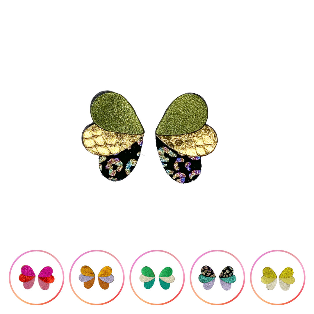 Boucles d'oreilles puces Papillons en cuir 8 coloris E26