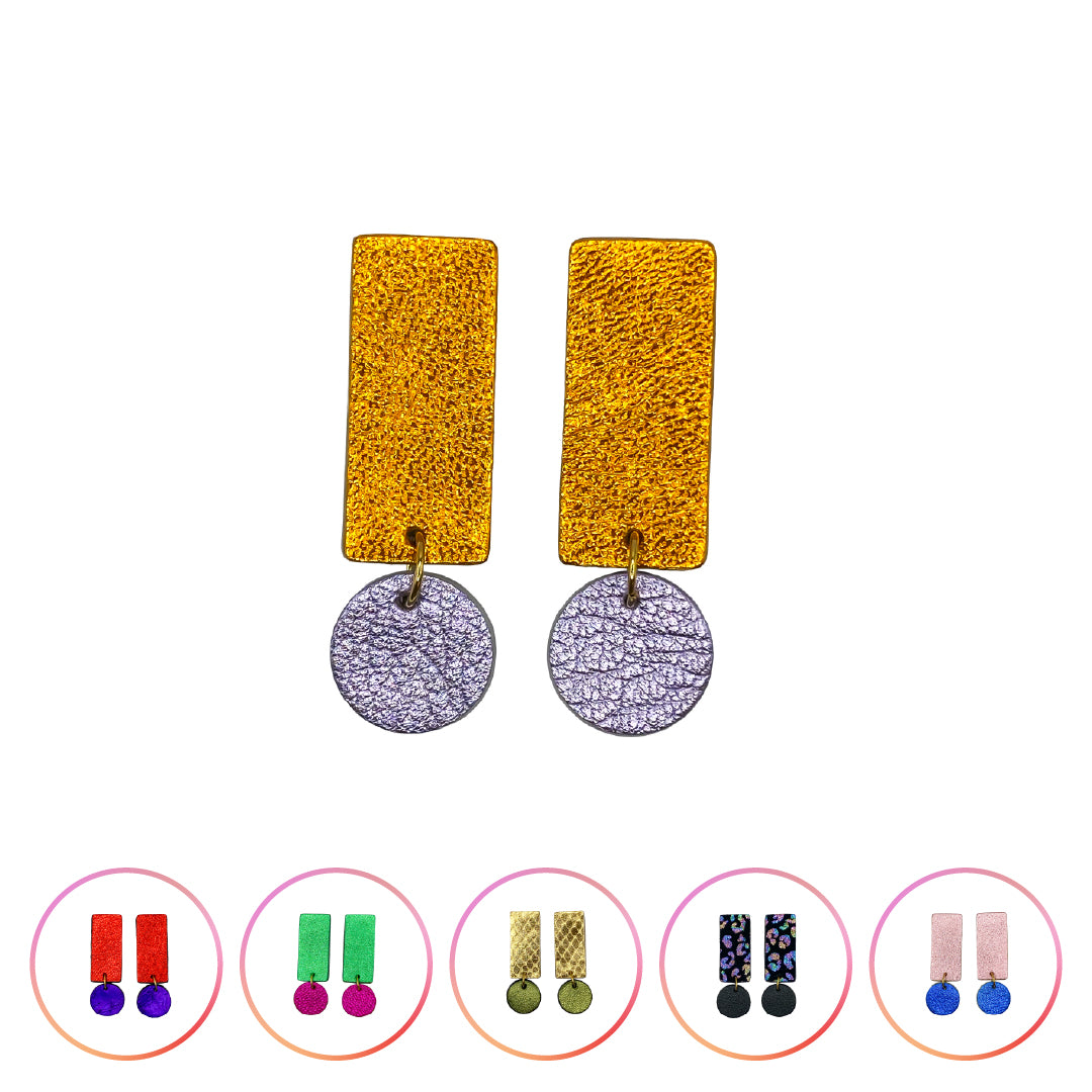 Boucles d'oreilles Rectangle en cuir 7 coloris