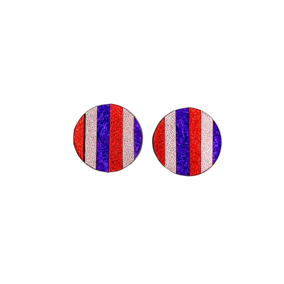 Puces d'oreilles Marqueterie en cuir 3 coloris