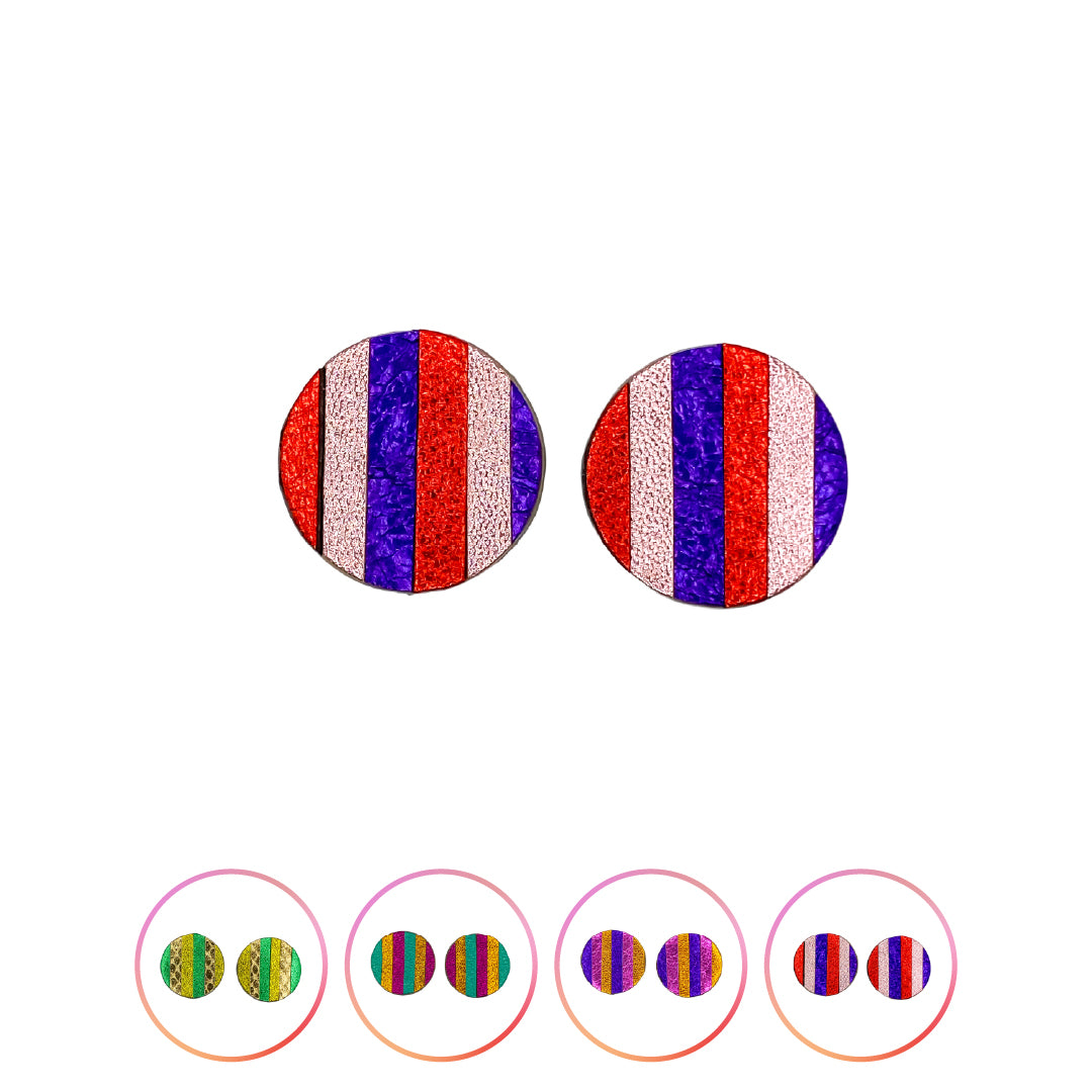 Puces d'oreilles Marqueterie en cuir 3 coloris