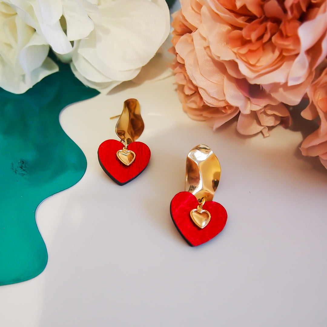 Boucles d'oreilles en cuir coeur 6 coloris