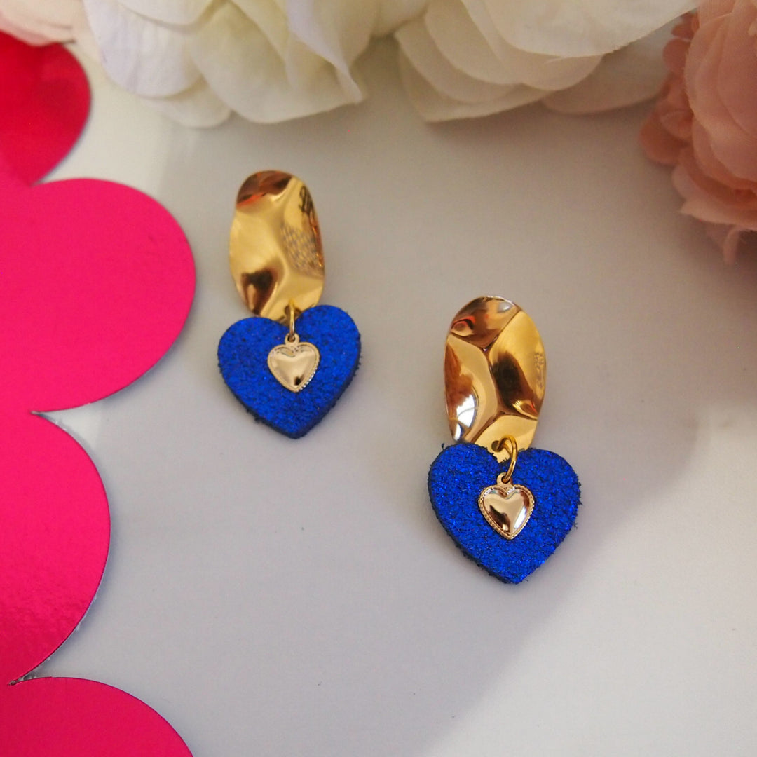 Boucles d'oreilles en cuir coeur 6 coloris