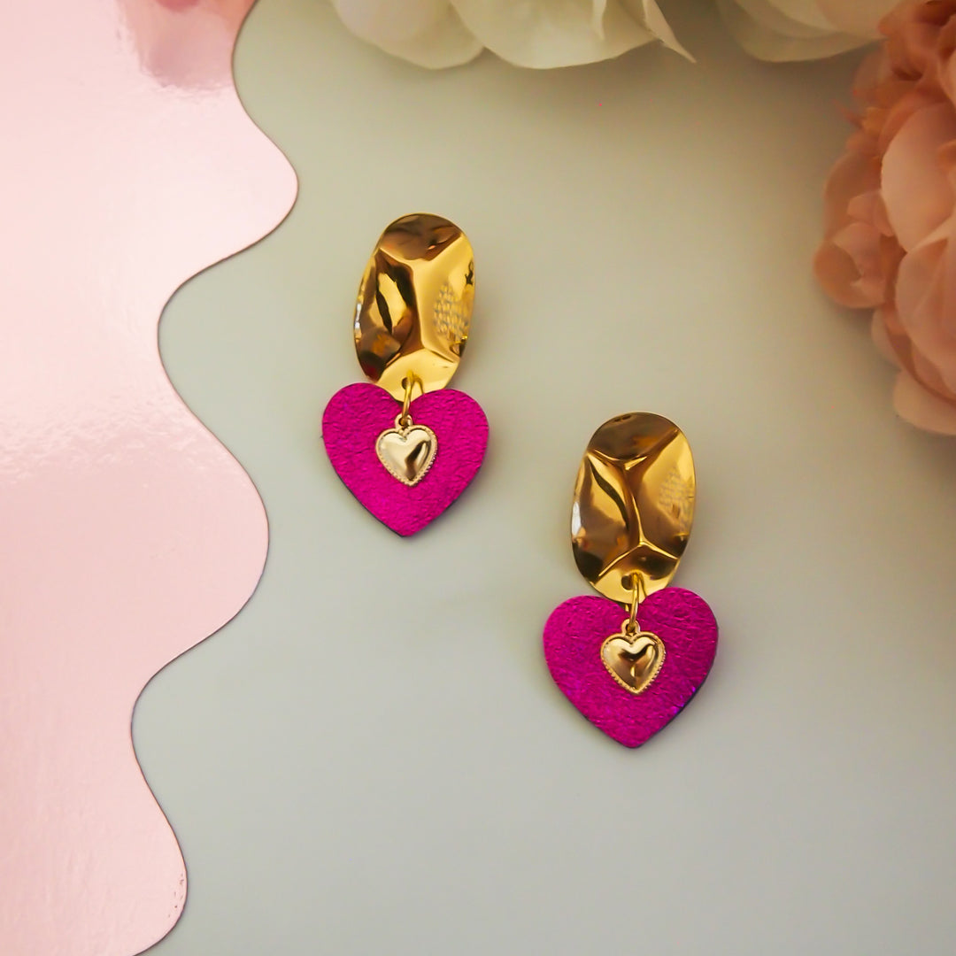 Boucles d'oreilles en cuir coeur 6 coloris