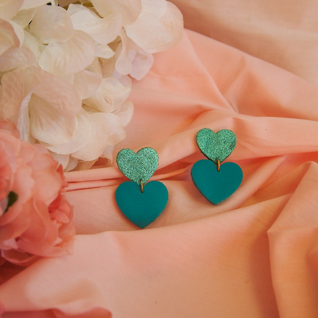 Boucles d'oreilles en cuir double coeur 5 coloris