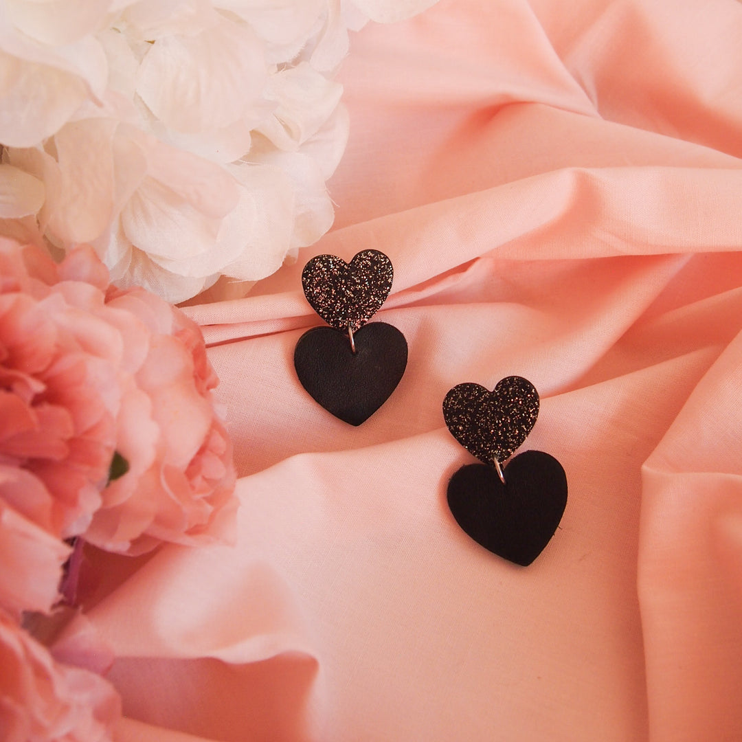 Boucles d'oreilles en cuir double coeur 5 coloris