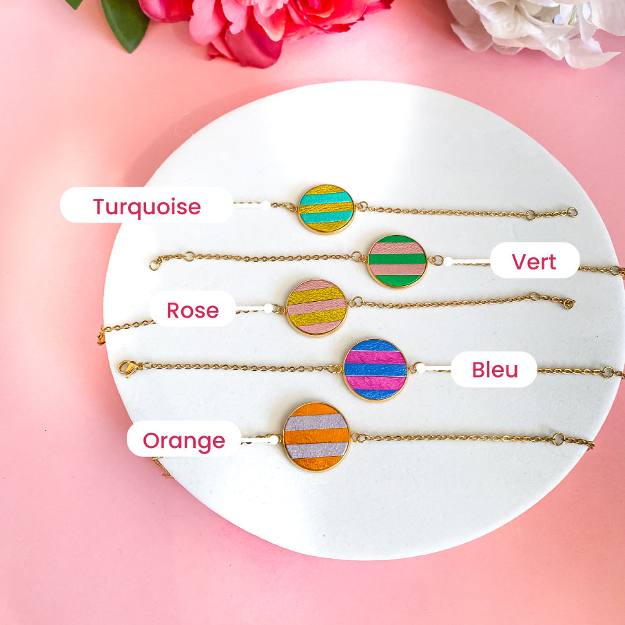 Bracelet en cuir Marqueterie 2 couleurs